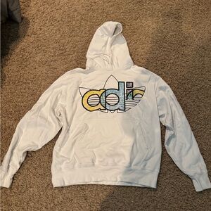 Adidas White Hoodie with Iconic Logo